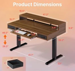 48″ x 26″ Electric Standing Desk with 2 Drawers &24.4″ Large Keyboard Tray, C-Clamp Mount Compatible, Adjustable Computer Desk for Office, Sit Stand U