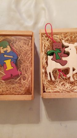 Wooden puzzle Christmas ornaments
