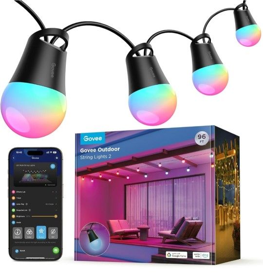 Govee Smart Outdoor String Lights 2, 96ft RGBIC Outdoor Lights Retails $154