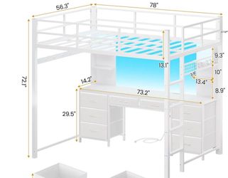 White Metal Loft Bed no desk