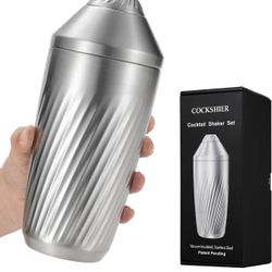 Brandnew Cocktail Shaker Bar Set - Innovative Premium Vacuum Insulated Stainless Steel Drink Shaker Double Wall Margarita Mixer Jigger & Mixing Spoon 