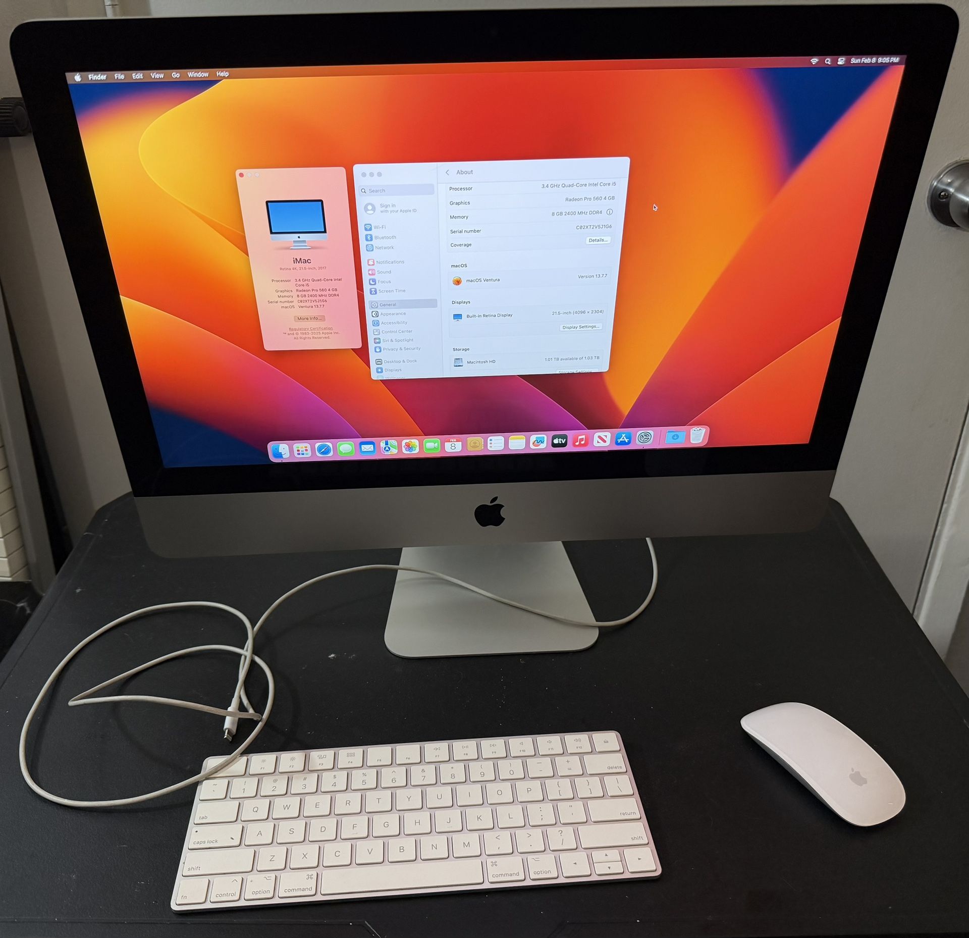 2017 21.5-inch iMac (4K, intel core i5, 3.4GHz, 8GB, Radeon Pro 560)