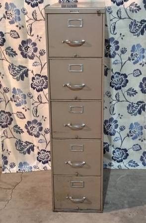 STEEL CASE Rustic Old vintage Letter Filing Cabinet File 58×14