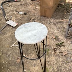 Nice Marble And Metal Plant Stand 45 Dollars Nice White Wooden Table White Drawer Size 22 Tall 2222 Tall 19 Half Wide50 Dollars