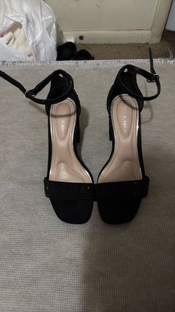 Kelly & Katie Black Rhinestone Marybel Block Heel Sandals