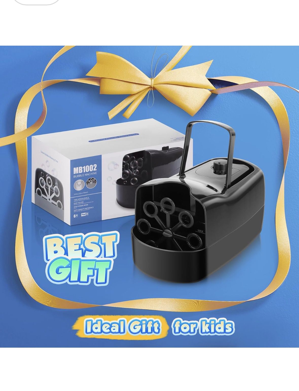 Automatic Bubble Machine for Kids - 3 Size Bubbles, 2 Speeds, Outdoor Toys for Toddlers 1-3, Toys for 1 3 4 5 6 7 8 Years Old Boys Girls, Gift for Par