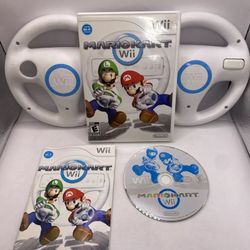 Mario Kart Wii Bundle + 2 Wheels Tested Authentic Mk Game Night! Nintendo Wii