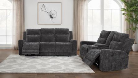 New 2PC Power Reclining Livingroom Set with Reclining Sofa and Reclining Loveseat 