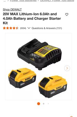Shop DEWALT 20V MAX Lithium-Ion 6.0Ah and 4.0Ah Battery and Charger Starter Kit Questions & Answers (151)