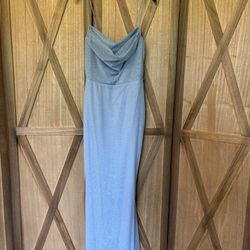 Sparkly Blue Floor Length Dress 