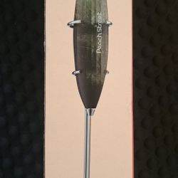  handheld electric milk frother with a metal stand.  New