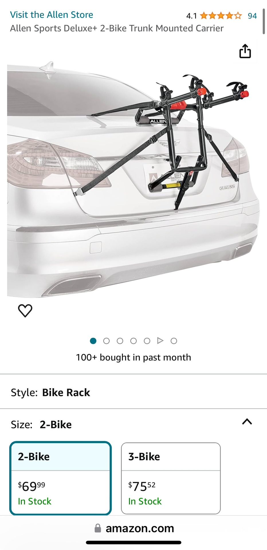 Allen Sports Deluxe+ 2-Bike Trunk Mounted Carrier