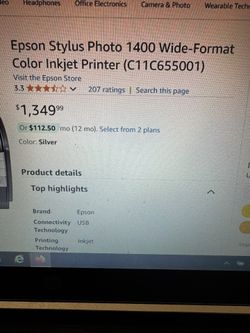 Epson Stylus Photo 1400 Wide-Format Color Inkjet Printer