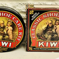 KIWI CLASSIC SHOE CARE tin with four brashes and cleaning cloth