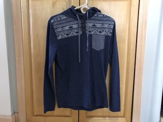 American Rag Blue Aztec Hooded Shirt/Sweatshirt Men's Small