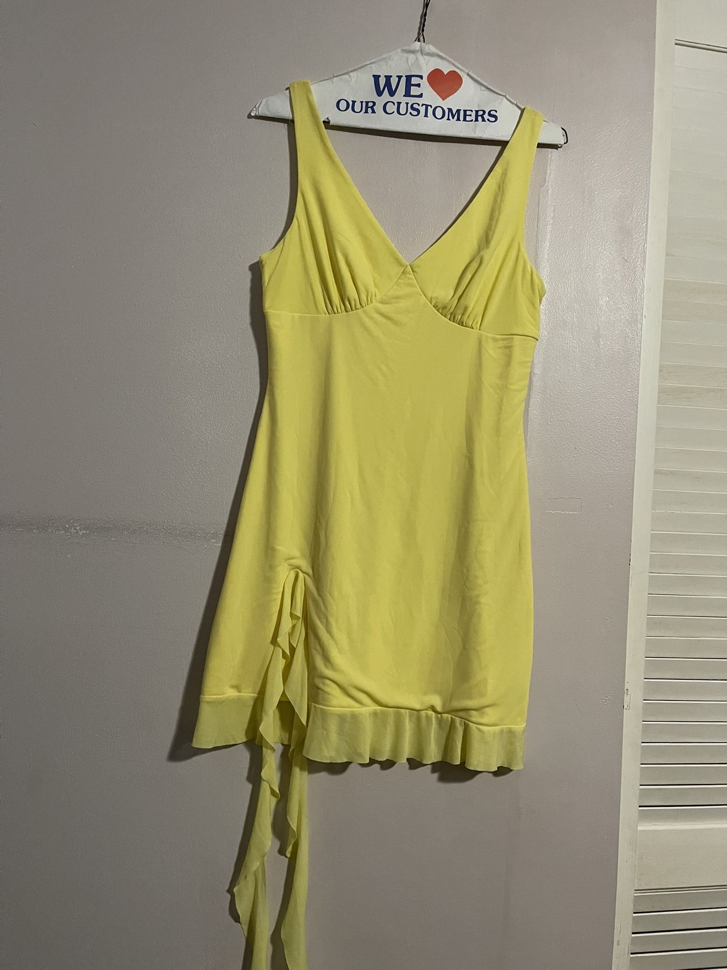 yellow Mini Slit Dress