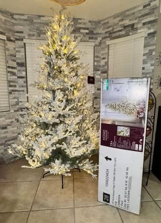 7.5 ft Kenwood Frasier Fir Flocked LED Pre-Lit Artificial Christmas Tree with 1000 Warm White Lights