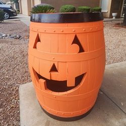 Wine Barrel Jack-o-Lantern!