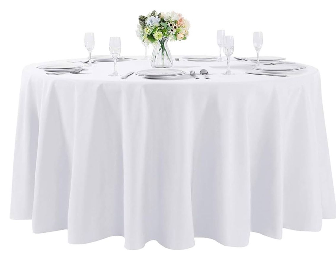 120 Inch Round Tablecloth Washable Polyester Table 