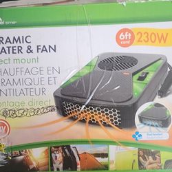 Travel Time 12V Heater Fan, 230w - Universal for Most Vehicles, Dual Heat & Fan, Truck & Car Heater, Portable Heater, Includes Mounting Accessories