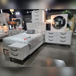 4 pc queen / king size bedroom set ( included bed frame ,dresser ,mirror ,nightstand )