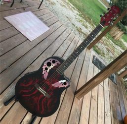 Ovation-Style Acoustic Electric Guitar Red Burst