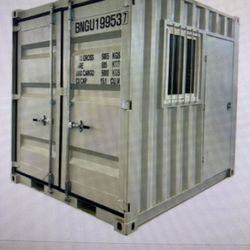 Mini 9 Foot Office With Steel Man, Door And Window With Security Bars In Tacoma Washington. Shipping Container Office.