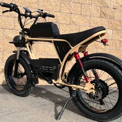 1500 Watt Electric Ebike, 35-39mph, Fat Tire, Includes Center Basket, 18ah Battery Incl (Blue Or Sand)