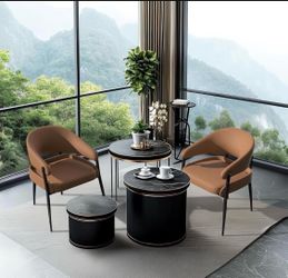 Modern Minimalist Accent Chairs: Sleek Faux Leather w/ Black Frame