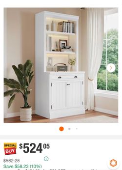 Bookcase with shelves, drawer, cabinet