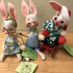 3 Annalee Dolls Vintage Bunnies