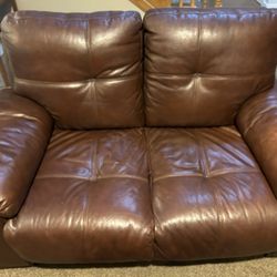 Real Leather Loveseat. 