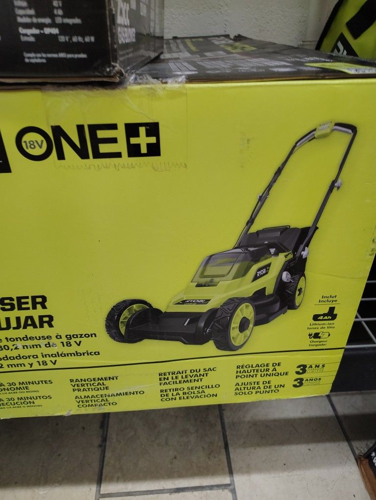 Ryobi 18v Lawn More With Two Batteries And Charger