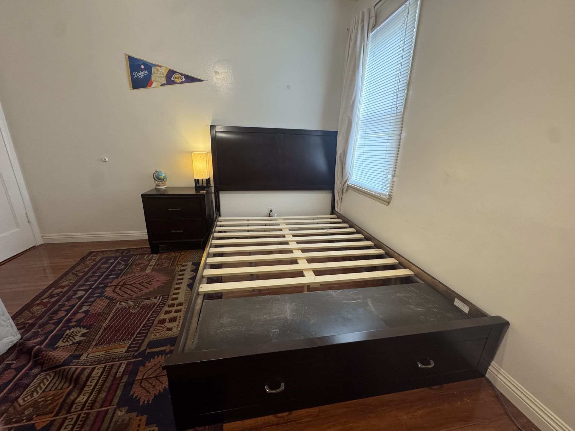 Full Size Bed frame with Nightstand set