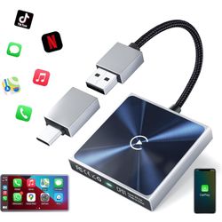 Wireless CarPlay Adapter – Super mini 2 in 1 Plug Convert Wired to Wireless Car Play Dongle for Apple iPhone iOS 10+ , Instant Connectivity, Fit for C