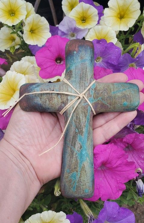 Raku Iridescent Cross Signed By Artist