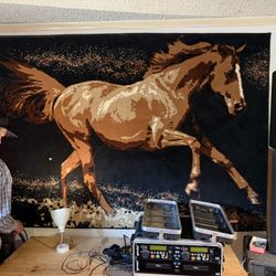 Large area rug with horse motif