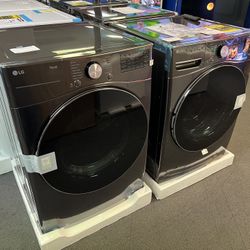 LG BLACK WASHER AND DRYER SET FRONT LOAD