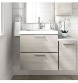 NEW Style Selections
Acadia 24-in Floating White Bathroom Vanity with Top, Side Cabinet and Faucet