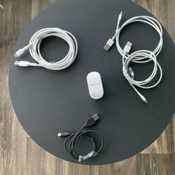 X2. Apple. Lightning Cable 39 Inch =. $15-each;     USB-C 6ft;  $15.      Micro-USB  29 Inch;  $5.        Belkin  Wall Charger $15