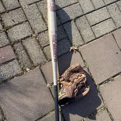 Youth 33” Baseball Bat And Glove