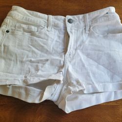 Abercrombie & Fitch Shorts Cuffed White Jeans Embroidered Pockets Womens Sz. 0