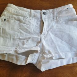 Abercrombie & Fitch Shorts Cuffed White Jeans Embroidered Pockets Womens Sz. 0