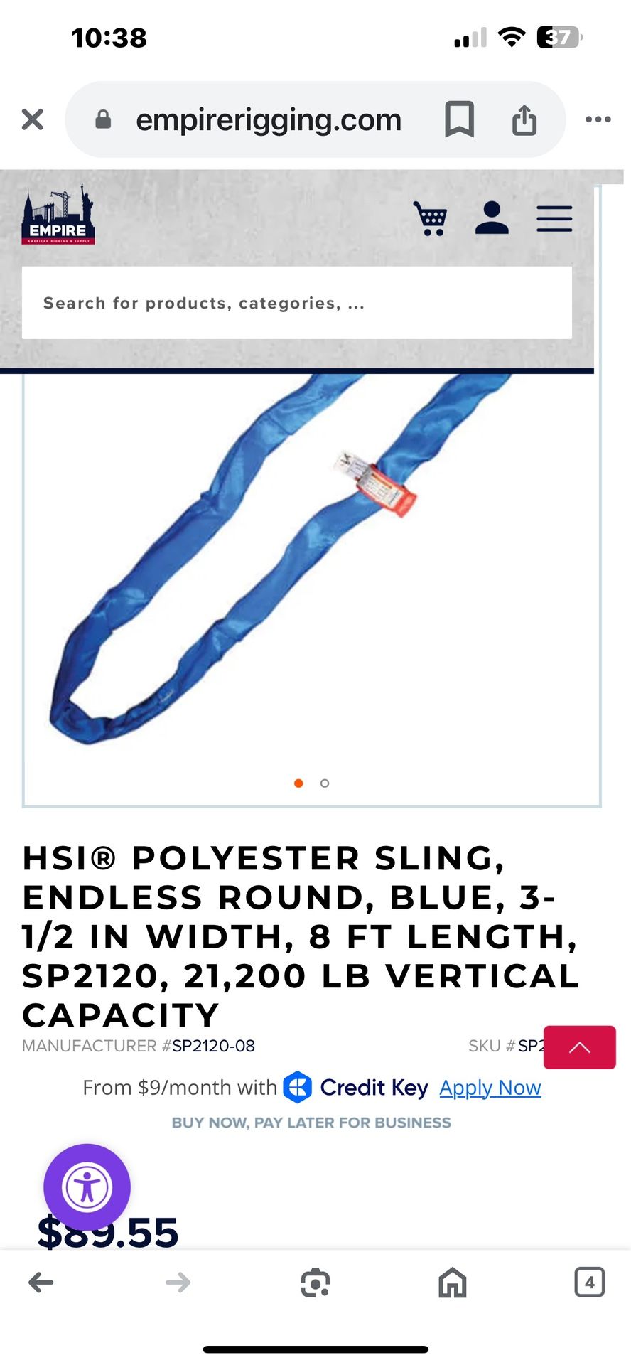 HSI 8ft. Endless round Rigging Slings Blue