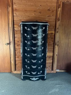 Black French Provincial Tall Chest of Drawers