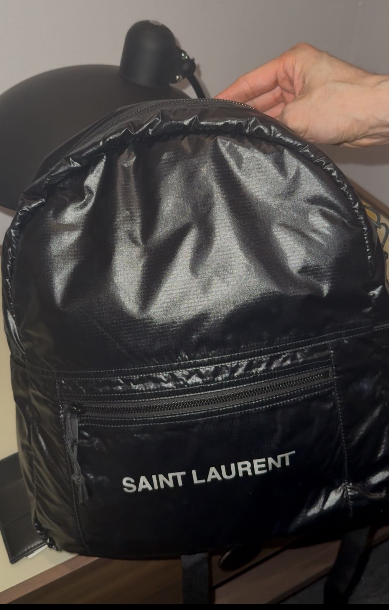 New Saint Laurent Black Nuxx Nylon Backpack Retail/$1400