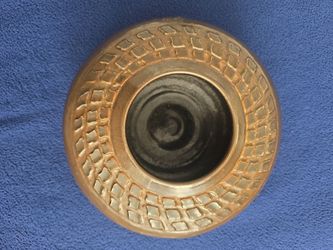 Vintage Mid-Century Studio Art Pottery Textured Bronze Bowl / Planter