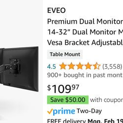 Premium Dual Monitor Stand 14-32” Full Motion