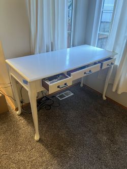 White 3 Drawer Desk - 48”W X 22” D x 29H 