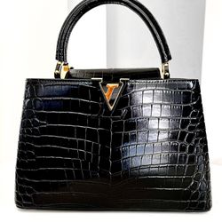 LV Brand New Capucines  Bag | Crocodile Embossed Leather & Gold Hardware
